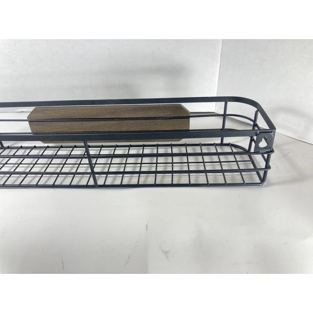 Coffee Bar Decorative Metal And Wood Wall Mounted Shelf 17